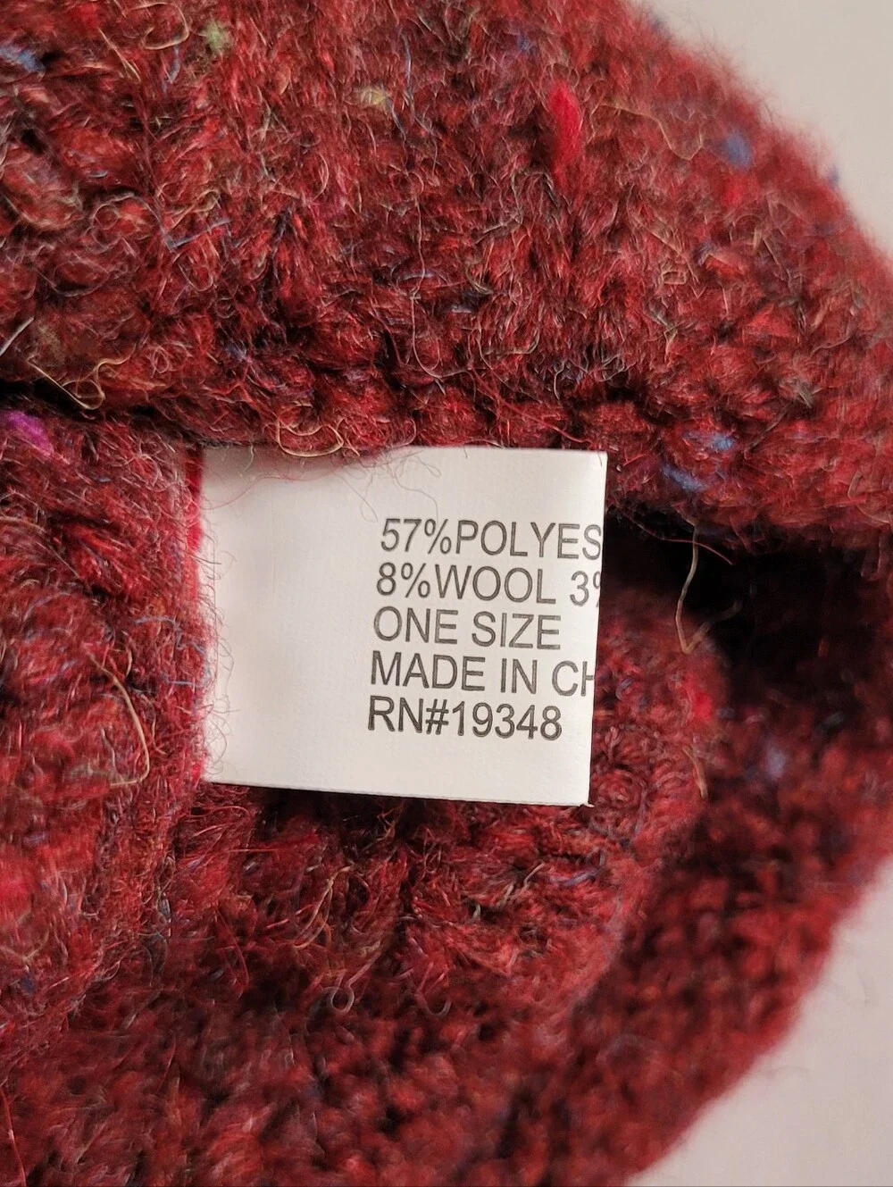 Dark Red Cable Knit Pom-Pom Beanie